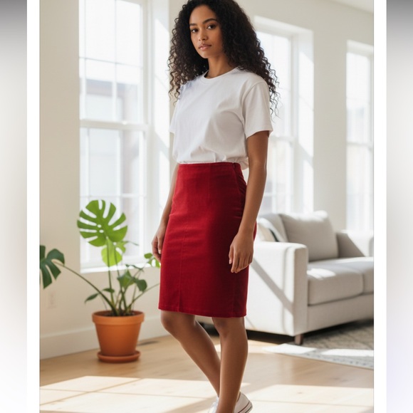 international Rinzi Collection Dresses & Skirts - Leather Suede Red Mini Skirt SZ 4  International Rinzi Collection Vintage 1980's